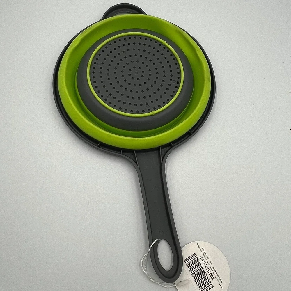 GuiJiaoPiao Collapsible Silicone Colander 2 Quart Green Foldable Strainer New